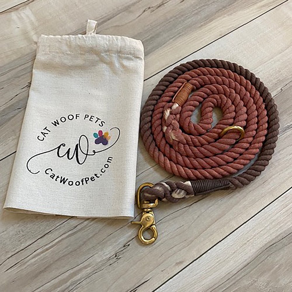 Brown Ombre cotton rope dog leash